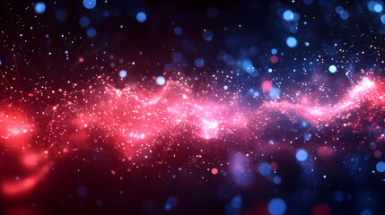 Fototapeta premium A vibrant abstract illustration featuring colorful particles and light effects in a cosmic theme.