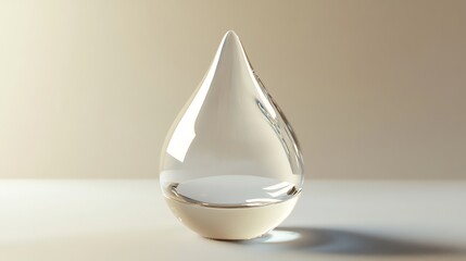 Fototapeta premium Glass water droplet on a white surface.