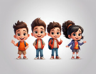children with a smile adorable cartoon style 3d realistic cartoons 3d render 3d illustration