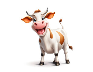 cow isolated on white background adorable cartoon style 3d realistic cartoons 3d render 3d illustration