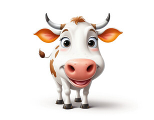 cow isolated on white adorable cartoon style 3d realistic cartoons 3d render 3d illustration