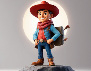 child in hat adorable cartoon style 3d realistic cartoons 3d render 3d illustration