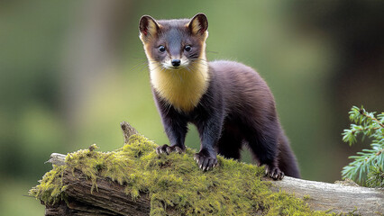  Pine Marten Standing Mossy