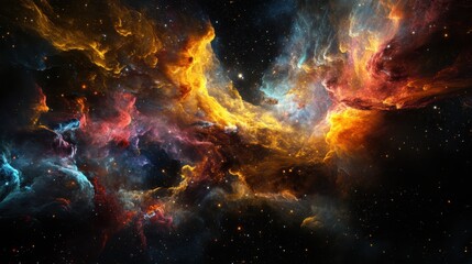 Fototapeta premium A cosmic nebula with swirling gas and dust on a black background