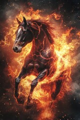 Running Horse in Flames