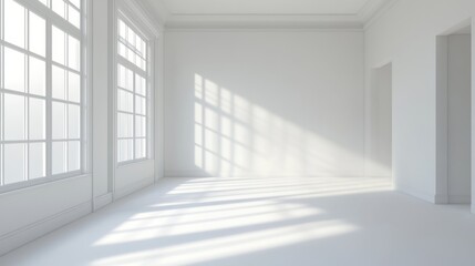 Fototapeta premium Empty room, seamless white walls, soft shadows, generative ai