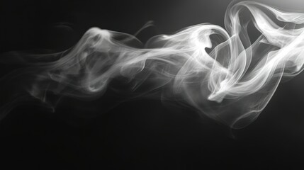 Fototapeta premium Abstract Swirls of White Smoke Against a Black Background