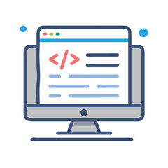 Programming symbols with computer screen vector art