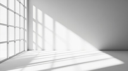 Obraz premium Empty room, shadow patterns on walls, white color, generative ai