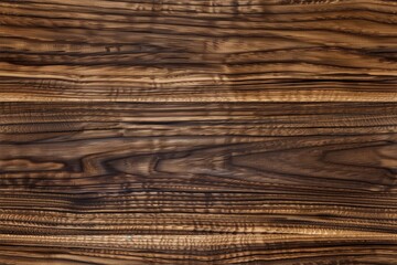 Fototapeta premium Wooden walnut surface showcasing rich, dark brown tones with intricate grain patterns. The texture is smooth and polished, highlighting the natural beauty of the wood.