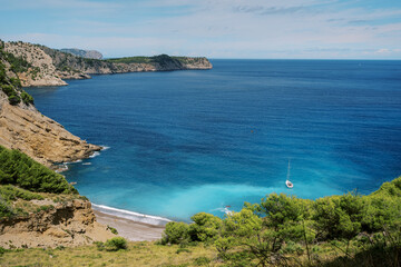Views of Coll Baix Secluded Beach, Majorca Spain