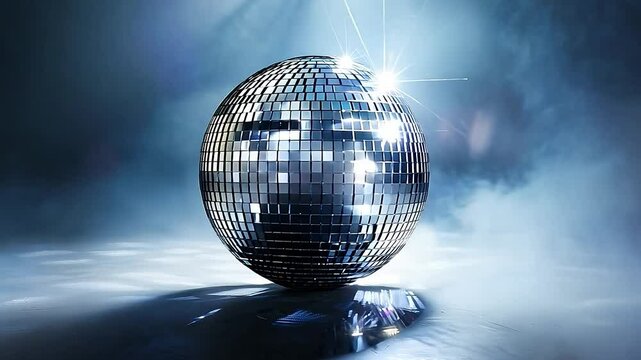 Disco ball with a star filter, Shiny mirror balls, Highly polished silver sphere	