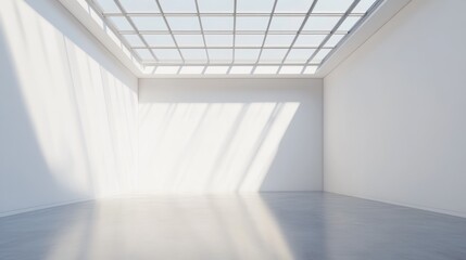 Empty room, skylight, white walls, generative ai