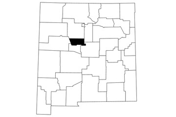 Map of bernalillo County in New Mexico state on white background. single County map highlighted by black color on New Mexico map. UNITED STATES, US