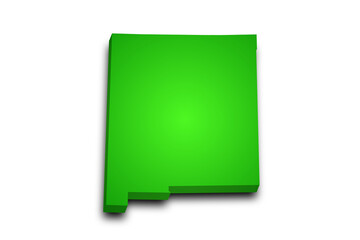 3d Map of New Mexico state with color. United State of America, US, United State