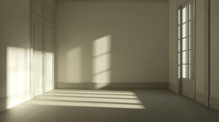 Obraz premium Empty room, soft lighting, white walls generative ai