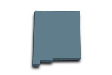3d Map of New Mexico state with color. United State of America, US, United State