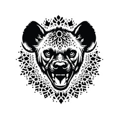 Obraz premium hyena in bohemian black and white silhouette illustration