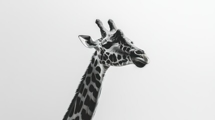 Obraz premium A Black and White Close-Up of a Giraffe's Head and Neck