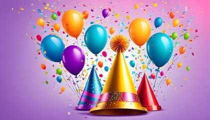 Vibrant birthday party hat isolated background new beautiful stock image