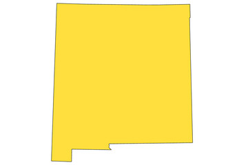yellow New Mexico map on white