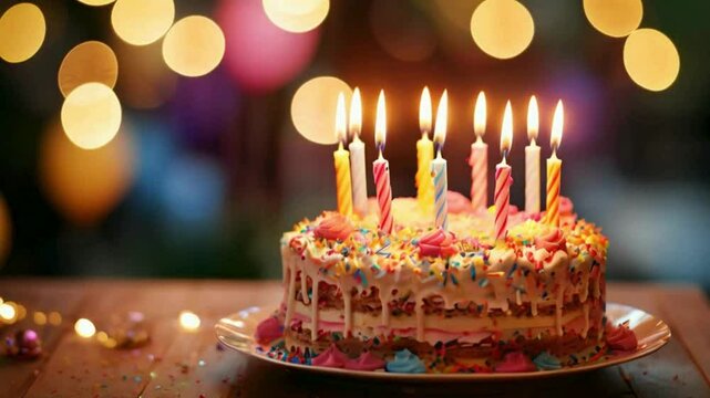 birthday cake with candles