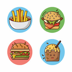 fast food icon set