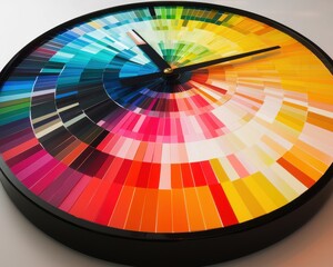 Cycle of Brightness and Darkness: A giant clock with alternating bright and dark sections representing moments of happiness and emptiness