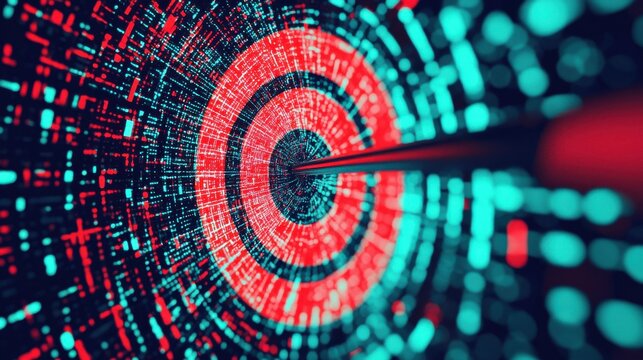 Digital Tapestry of Metrics: A vast digital screen filled with interwoven data points, graphs, and numerical goals