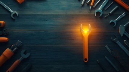 Doing Common Things Uncommonly Well: A single glowing tool among a series of ordinary tools, showing how attention to detail and excellence in everyday tasks can lead to extraordinary success