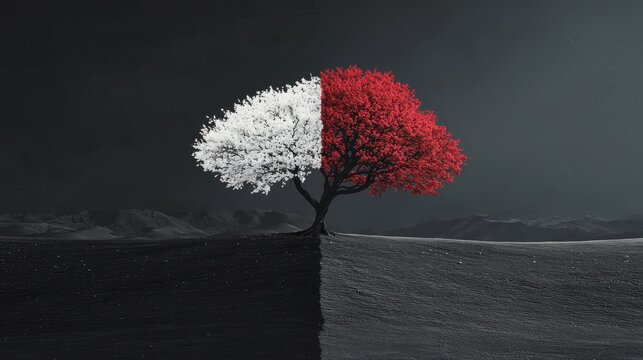 Dual Pathway Reality: Two different pathways emerging from the same starting point-one dark and chaotic, the other bright and organized