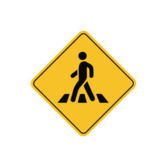 road sign icon, crossing for pedesterians warning ahead on yellow rhombus board. suitable for poster use and web icon