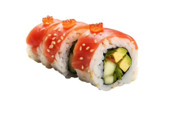 Sushi on transparent background. Sushi themes. Asian cuisine themes. Asian restaurant. Sushi making. PNG cut out. Image for graphic designer. Image for flyers.