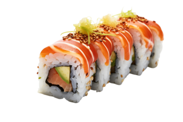 Sushi on transparent background. Sushi themes. Asian cuisine themes. Asian restaurant. Sushi making. PNG cut out. Image for graphic designer. Image for flyers.