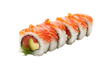 Sushi on transparent background. Sushi themes. Asian cuisine themes. Asian restaurant. Sushi making. PNG cut out. Image for graphic designer. Image for flyers.