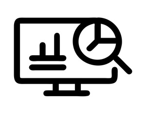 Data analytics icon with computer screen vector art