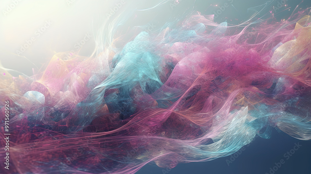 Aufkleber a colorful explosion of paint with a pastel color palette. dynamic and energetic abstract background