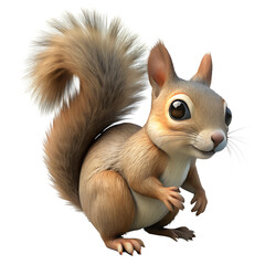 Fototapeta premium Cute cartoon squirrel with fluffy tail.