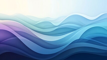 Fototapeta premium Abstract background with layered blue, purple, and white waves, creating a dreamy, flowing effect.