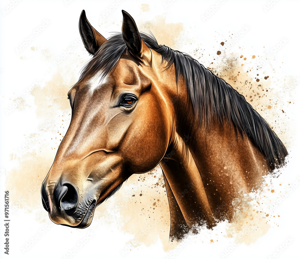 Wall mural portrait of a brown horse