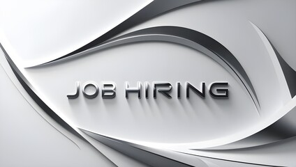 prominent job hiring illustration with words in metallic silver colour on a textured white background