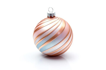 Red Christmas ball hanging on white background. Xmas bauble with ornament