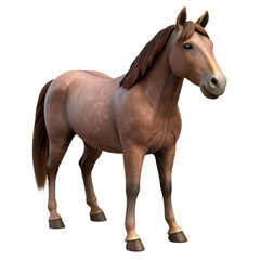 Obraz premium A realistic illustration of a brown horse standing majestically in a clear pose, suitable for various creative projects.