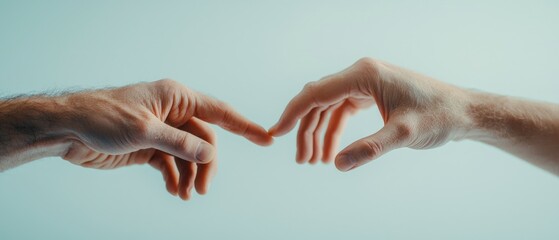 Two hands reaching for each other but never touching, separation, unfulfilled connection