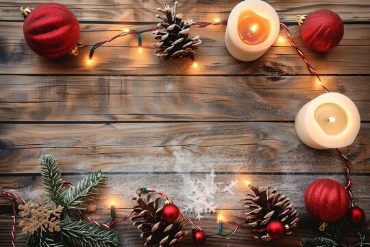 Christmas memories and nostalgia on a wooden background