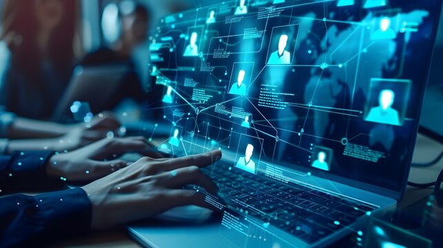 Virtual Team with Remote Employees Playing Online Game