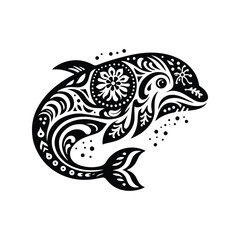 Fototapeta premium Beluga in folk art