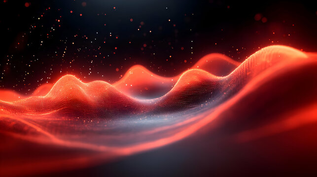 Abstract representation of flowing waves with glowing red highlights and a dark background.