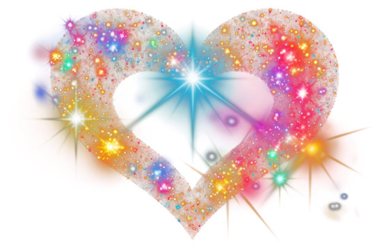 PNG Rainbow heart glitter light night.