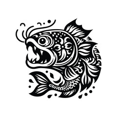 Obraz premium Catfish in folk art